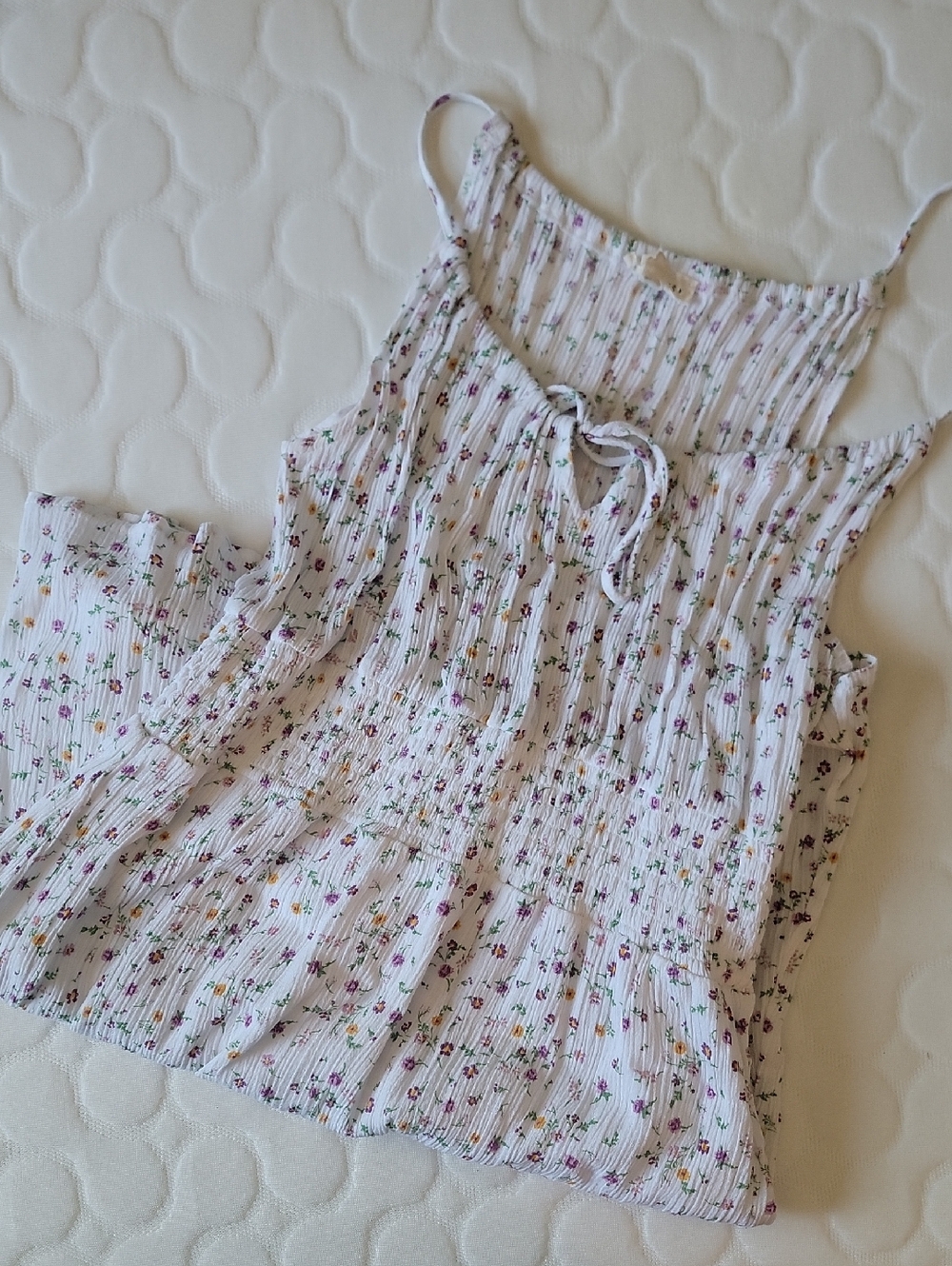 Floral Smocked White Cami Dress